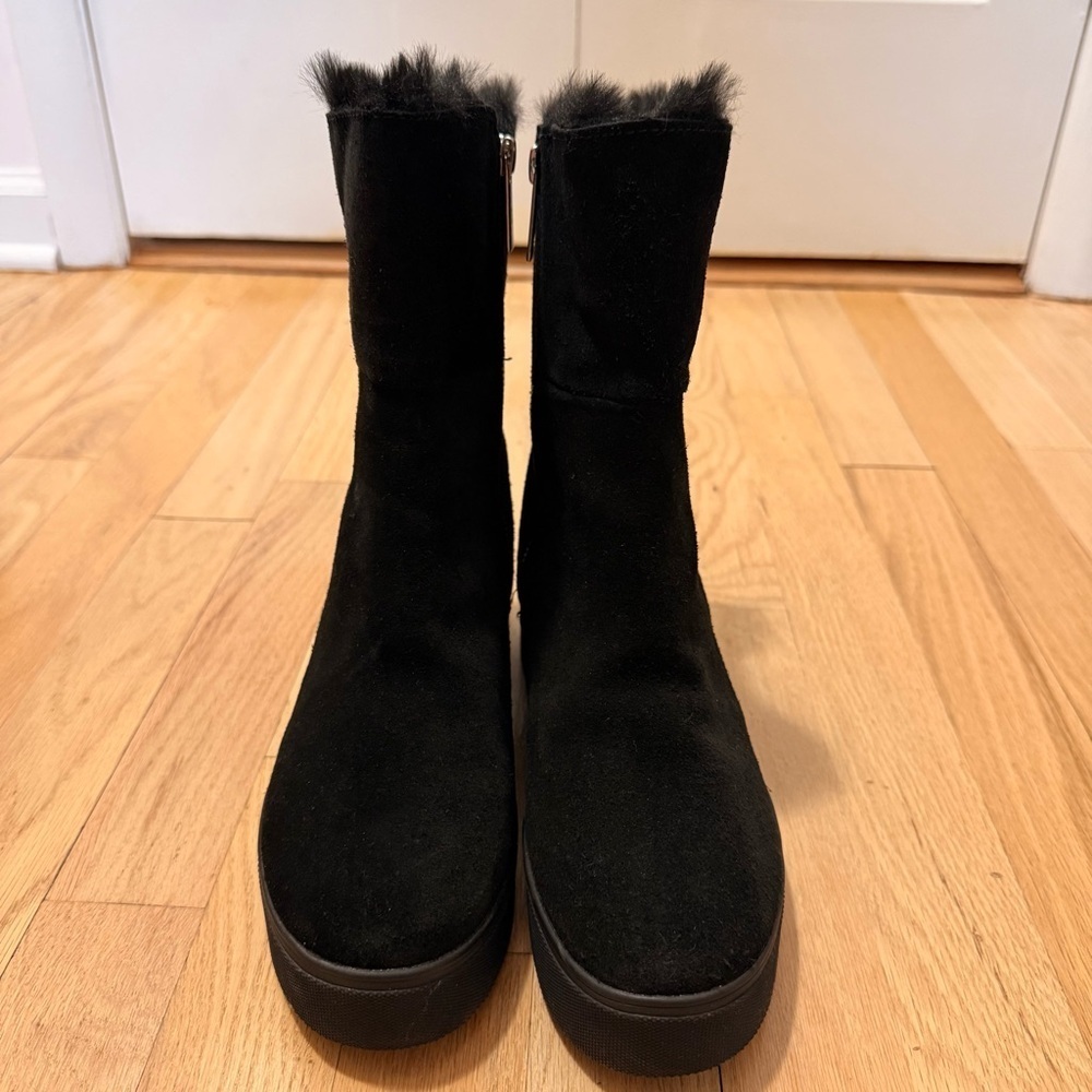J Slides NYC Waterproof Women's Black Winter Suede Boots Size 7.5 - Picture 4 of 9